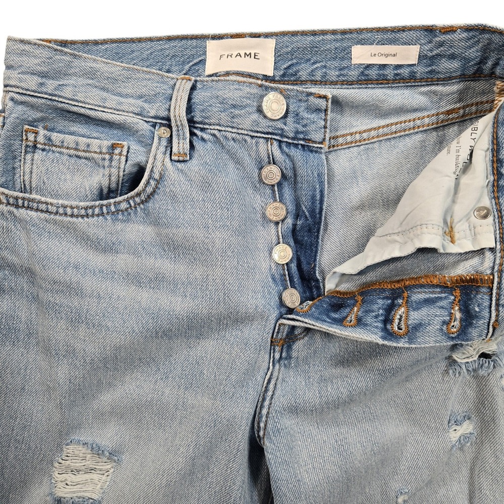 Frame Le Original Jeans Womens 26 Light‎ Wash Natoma Grind Distressed Crop